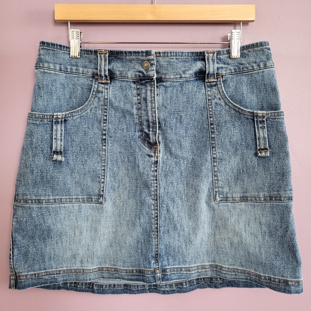 L.A. Blues Vintage Y2K 2000s Streetwear Washed Denim Cargo Pocket Mini Skirt